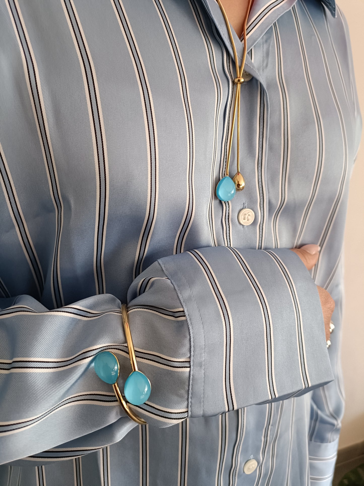 Bracciale - Softcore - Finitura Gold - Pietra Azzurra