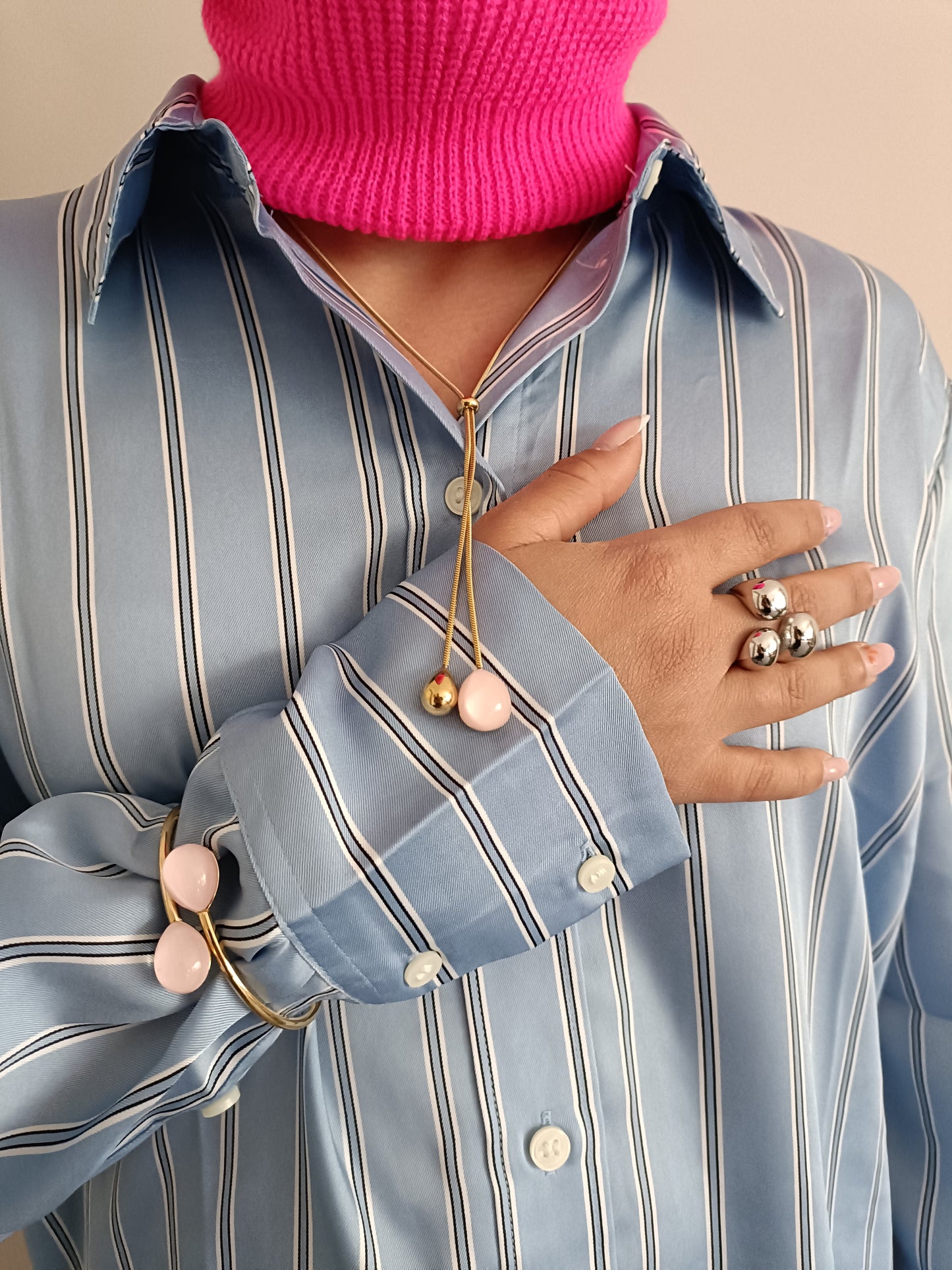 Collana Pendente - Venom Kiss - Finitura Gold - Pietra Rosa