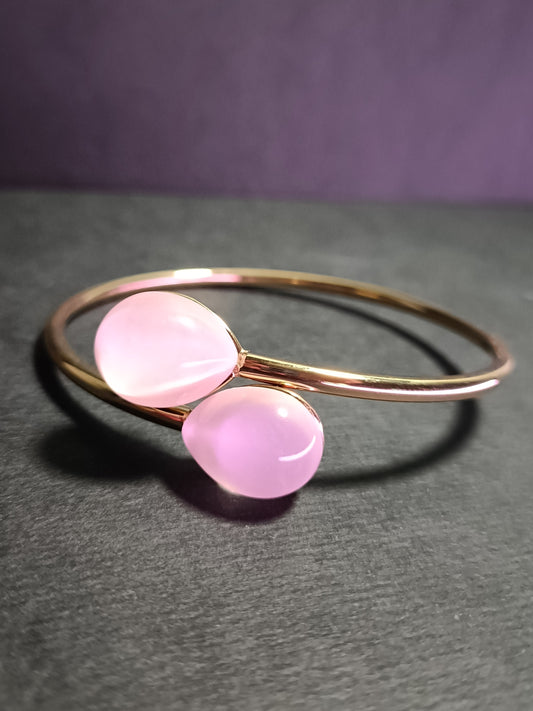 Bracciale -Softcore - Rifinitura Gold - Pietra Rosa