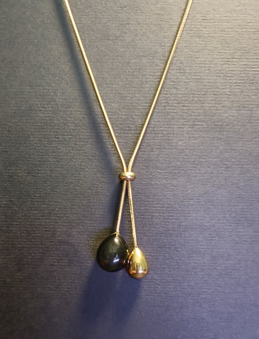 Collana Pendente - Venom Kiss - Finitura Gold - Pietra Nera