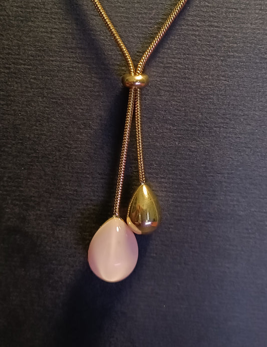 Collana Pendente - Venom Kiss - Finitura Gold - Pietra Rosa