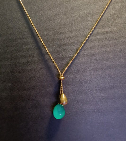 Collana Pendente - Venom Kiss - Finitura Gold - Pietra Verde