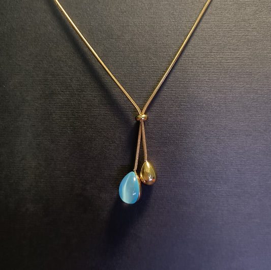 Collana Pendente - Venom Kiss - Finitura Gold - Pietra Azzurra