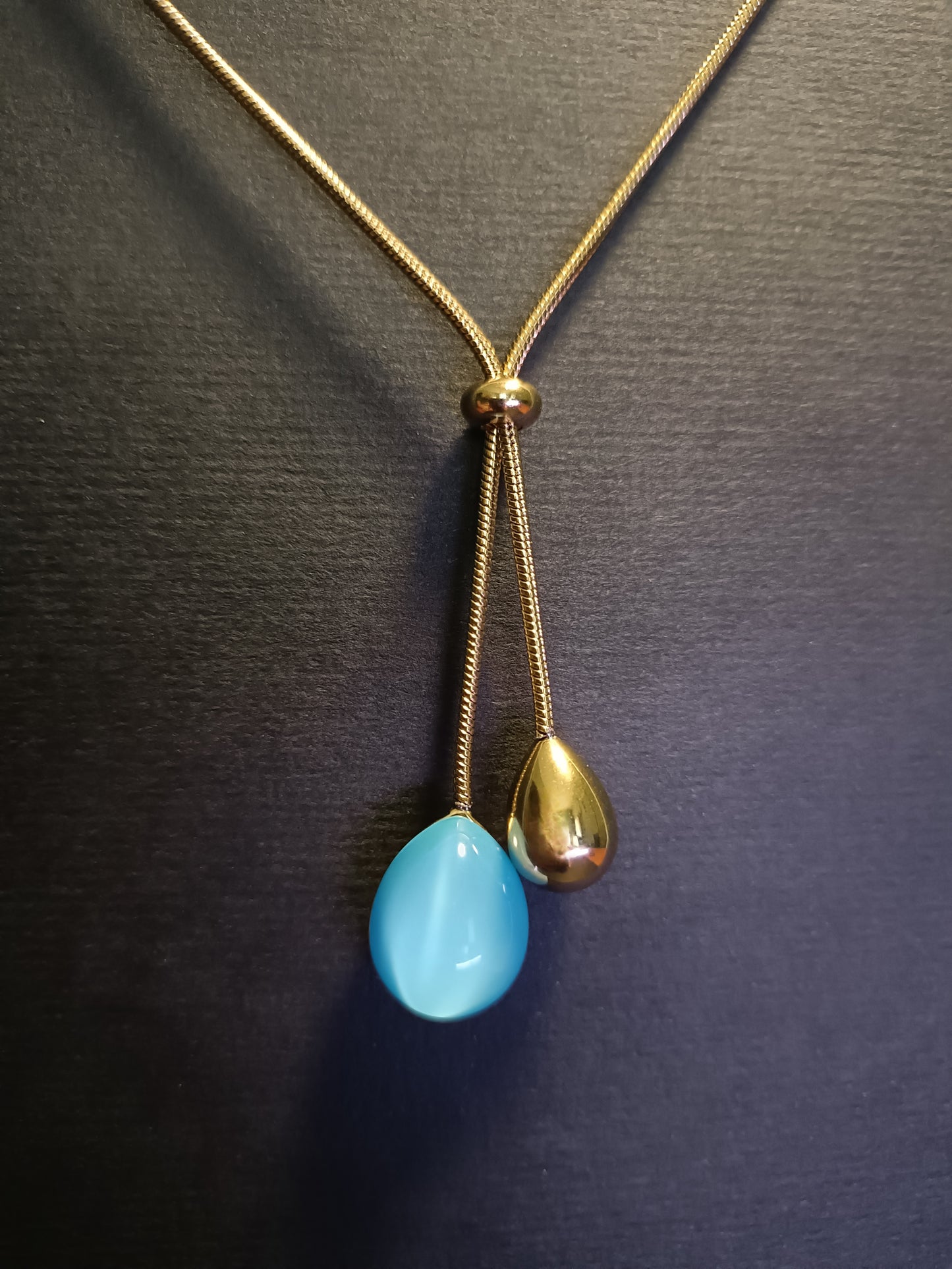 Collana Pendente - Venom Kiss - Finitura Gold - Pietra Azzurra