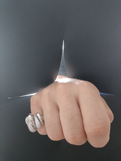 Anello - Claw Chic - Finitura Silver - Pavè Pietre luminose