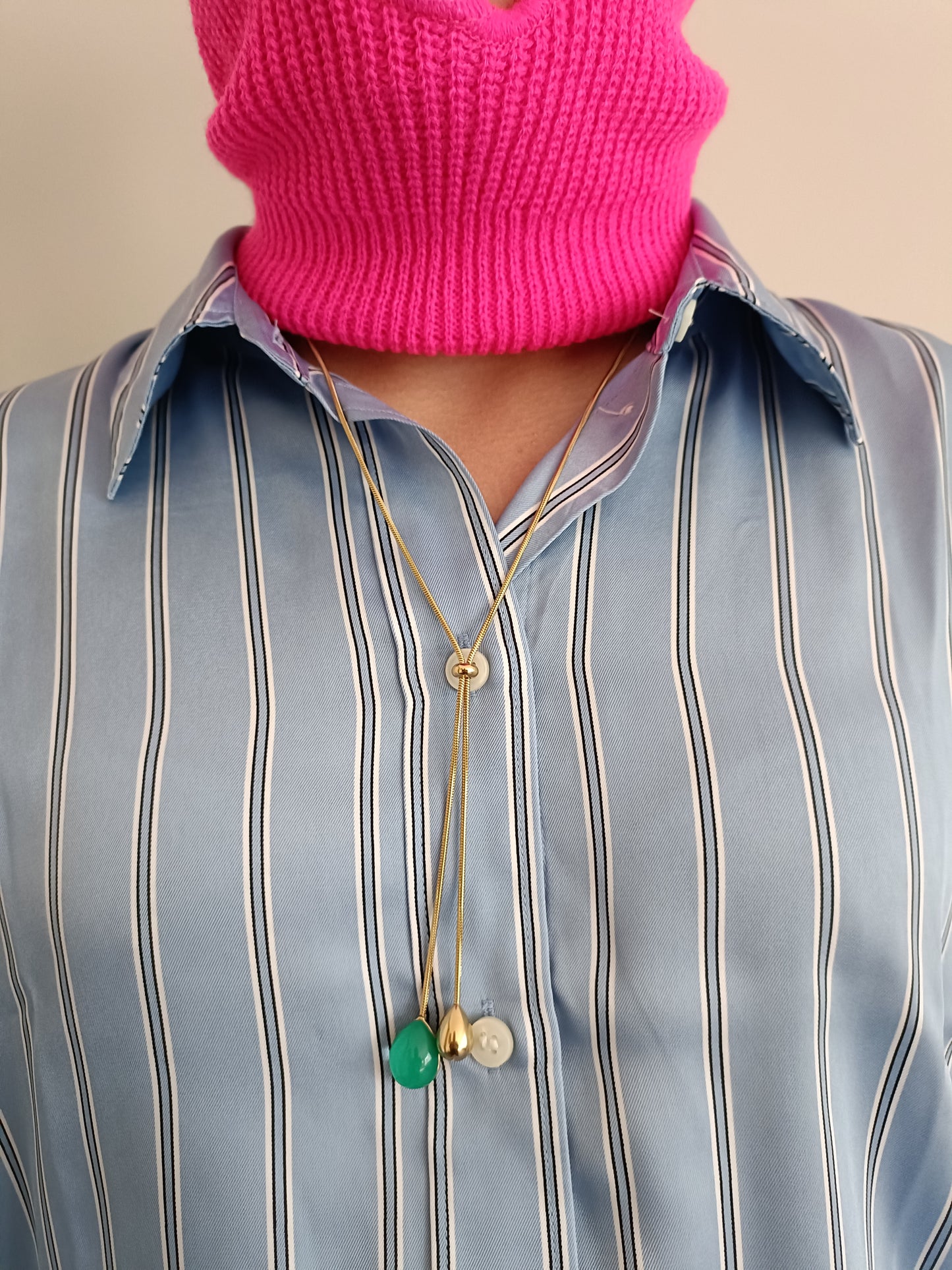 Collana Pendente - Venom Kiss - Finitura Gold - Pietra Verde
