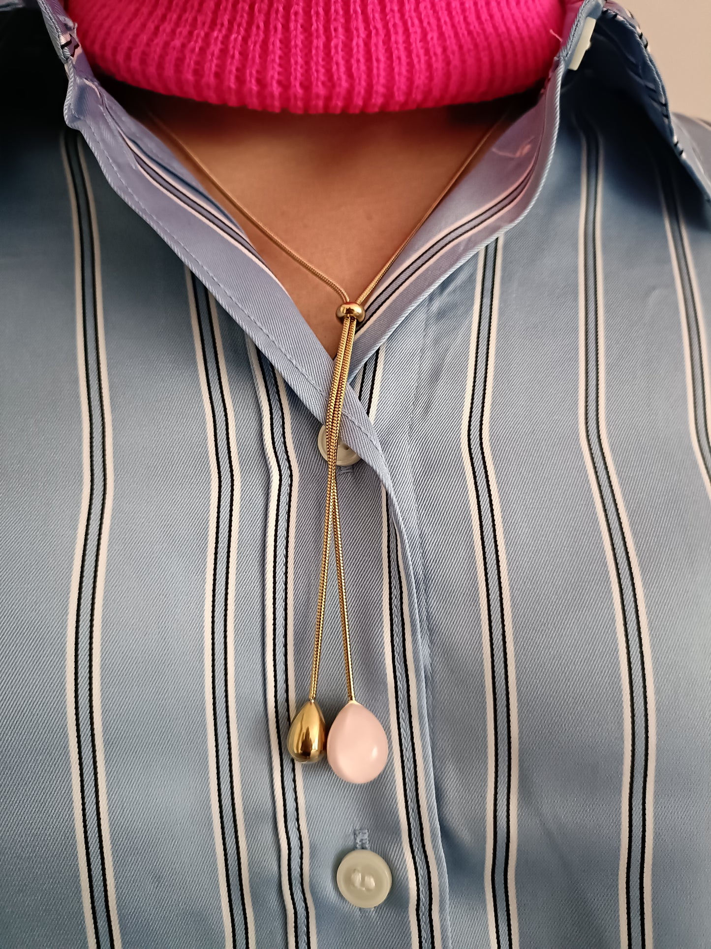 Collana Pendente - Venom Kiss - Finitura Gold - Pietra Rosa