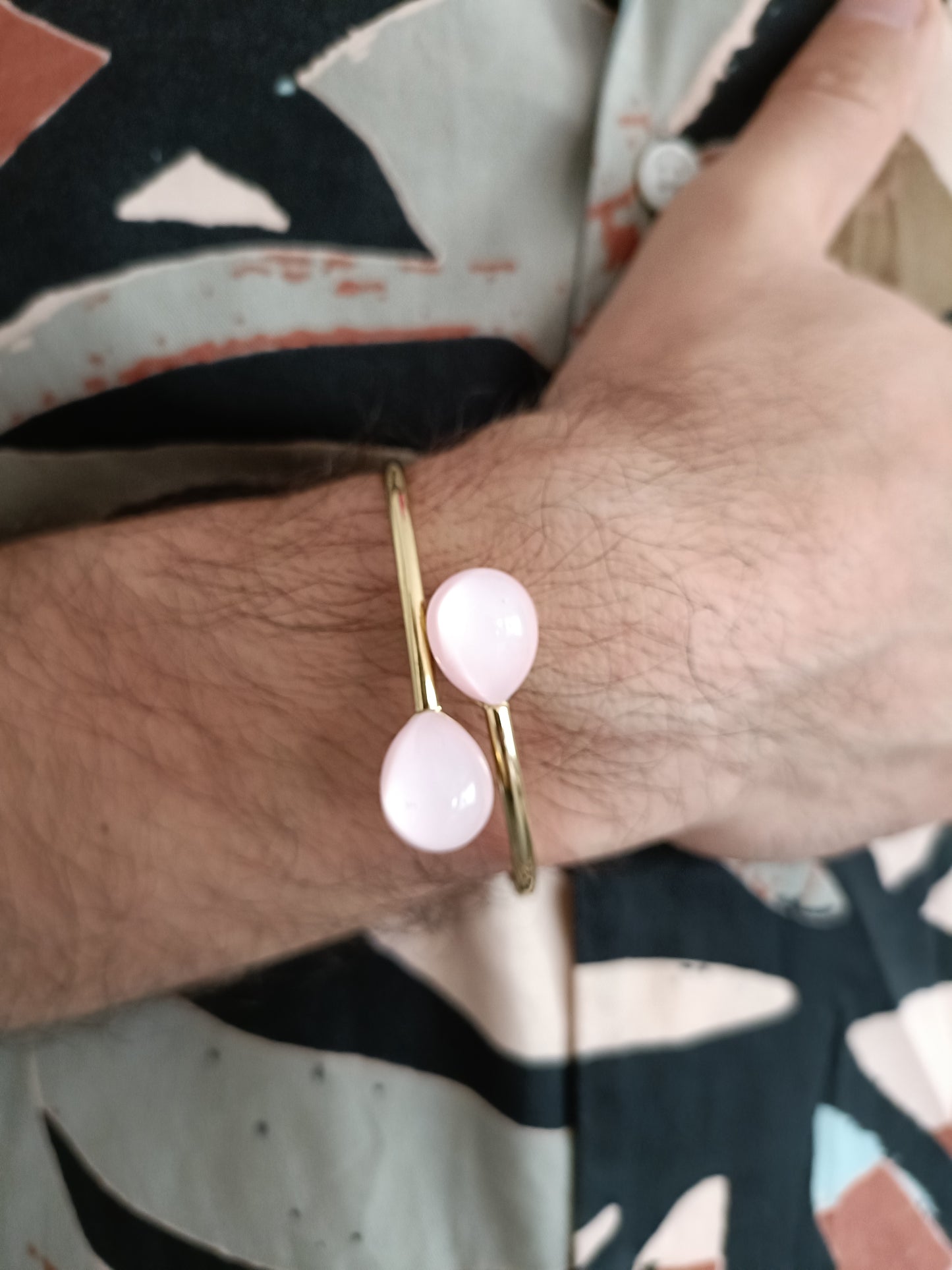 Bracciale -Softcore - Rifinitura Gold - Pietra Rosa