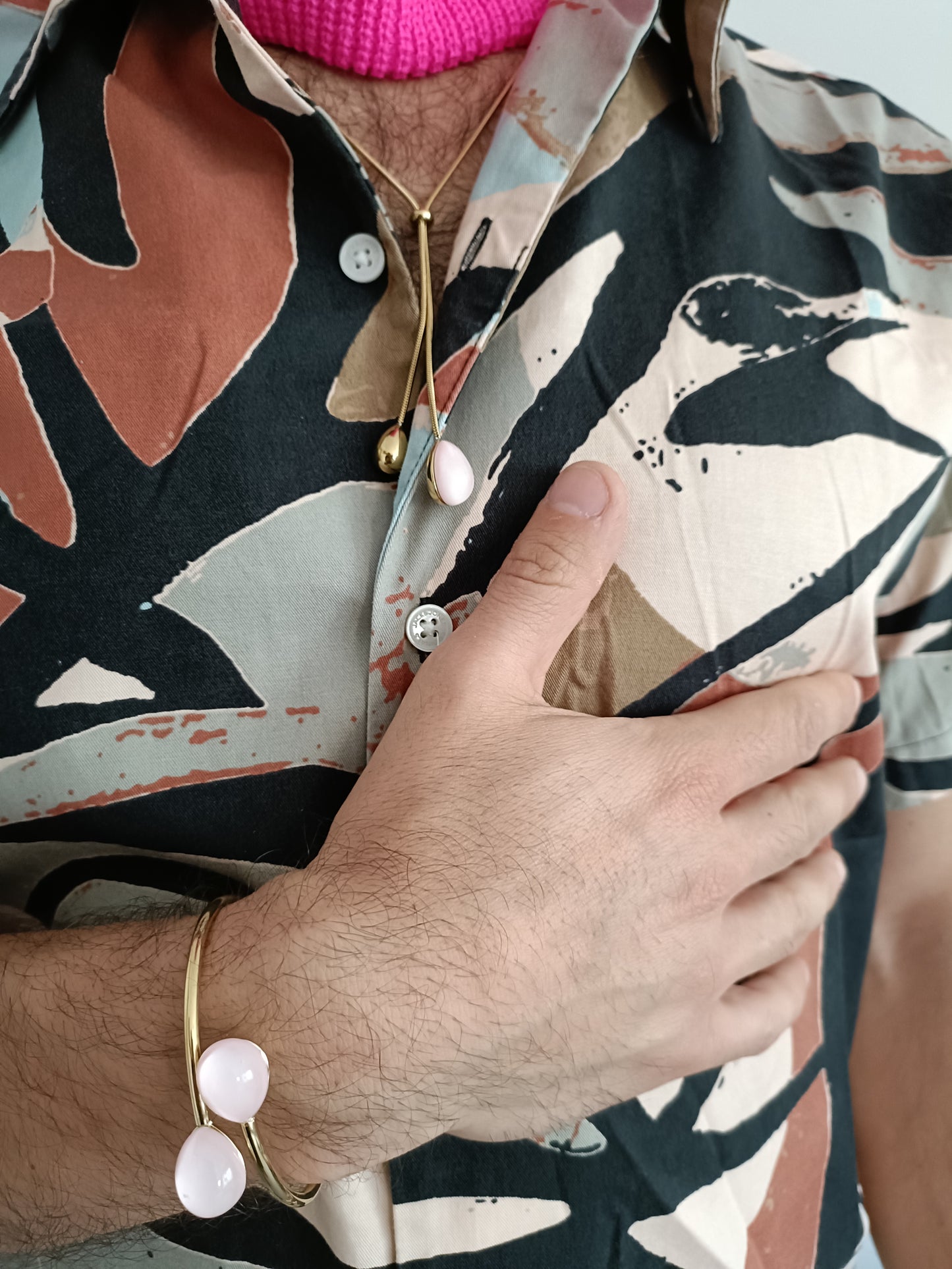 Bracciale -Softcore - Rifinitura Gold - Pietra Rosa
