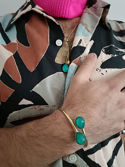 Bracciale -Softcore - Finitura Gold - Pietra Verde