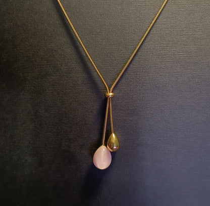 Collana Pendente - Venom Kiss - Finitura Gold - Pietra Rosa