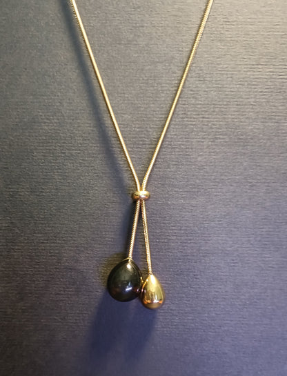 Collana Pendente - Venom Kiss - Finitura Gold - Pietra Nera