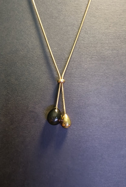 Collana Pendente - Venom Kiss - Finitura Gold - Pietra Nera