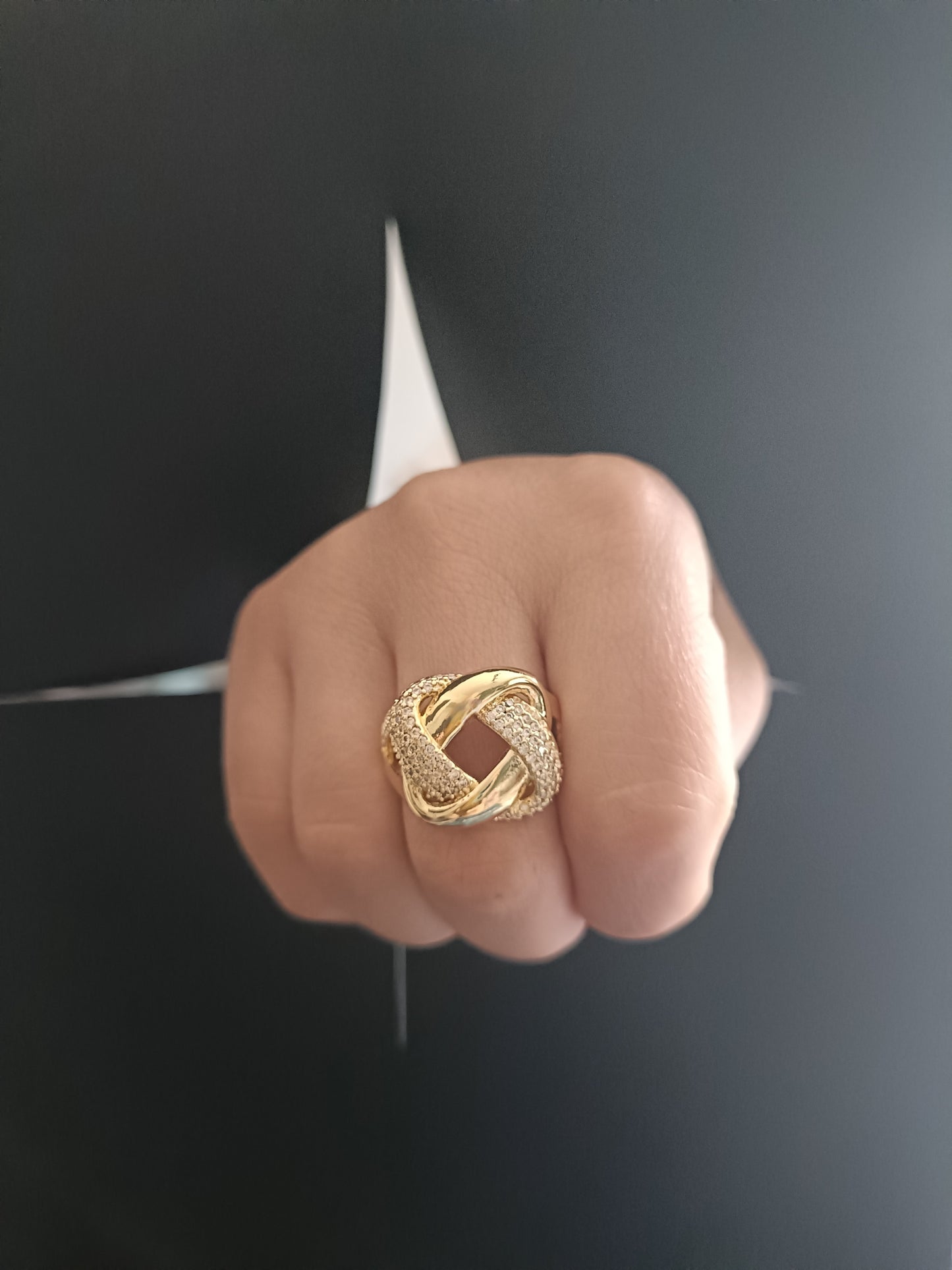 Anello - Knot My Type - Finitura Gold - Pavé di Pietre luminose