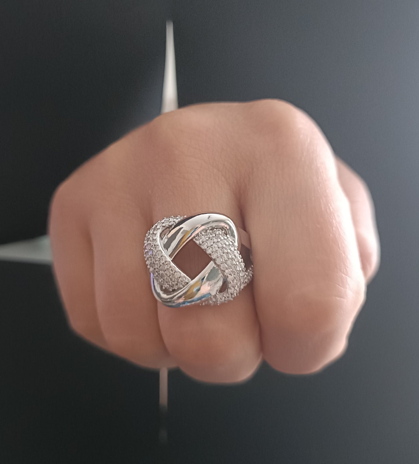 Anello - Knot My Type - Finitura Silver - Pavé di Pietre luminose